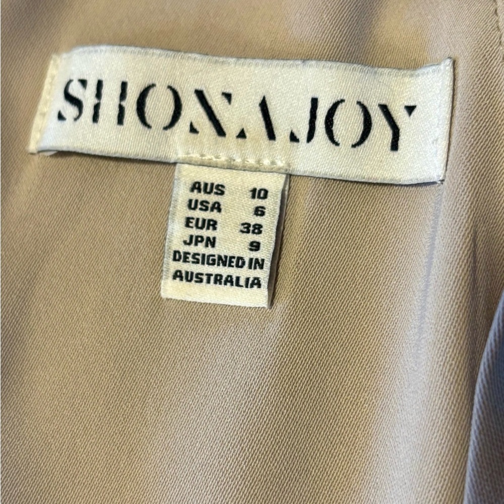 Shona Joy Core High Neck Tulip Ruched Dress in Oyster Size 6 - Picture 10 of 14